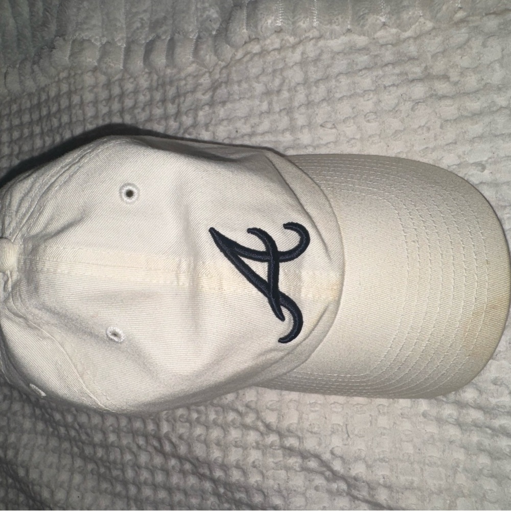 Unbranded Men's White Baseball Cap with Navy Embroidered 'A'